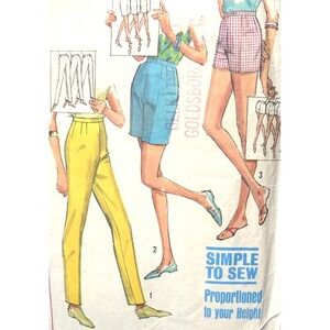 Vintage Simplicity Sewing Pattern 5973 Shorts Jamica Shorts &‎ Slacks Waist 26